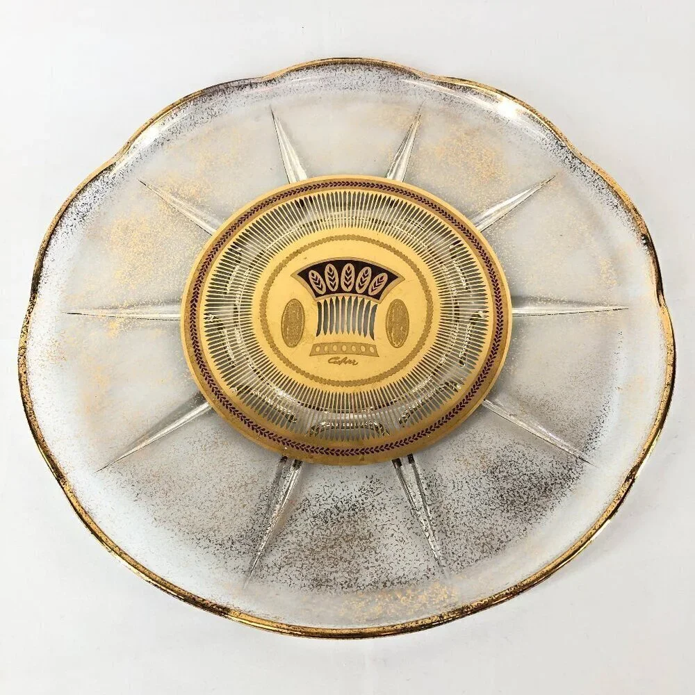 Vintage Culver, Ltd 22k Gold Festival Pattern 11 1/2 Inch Platter